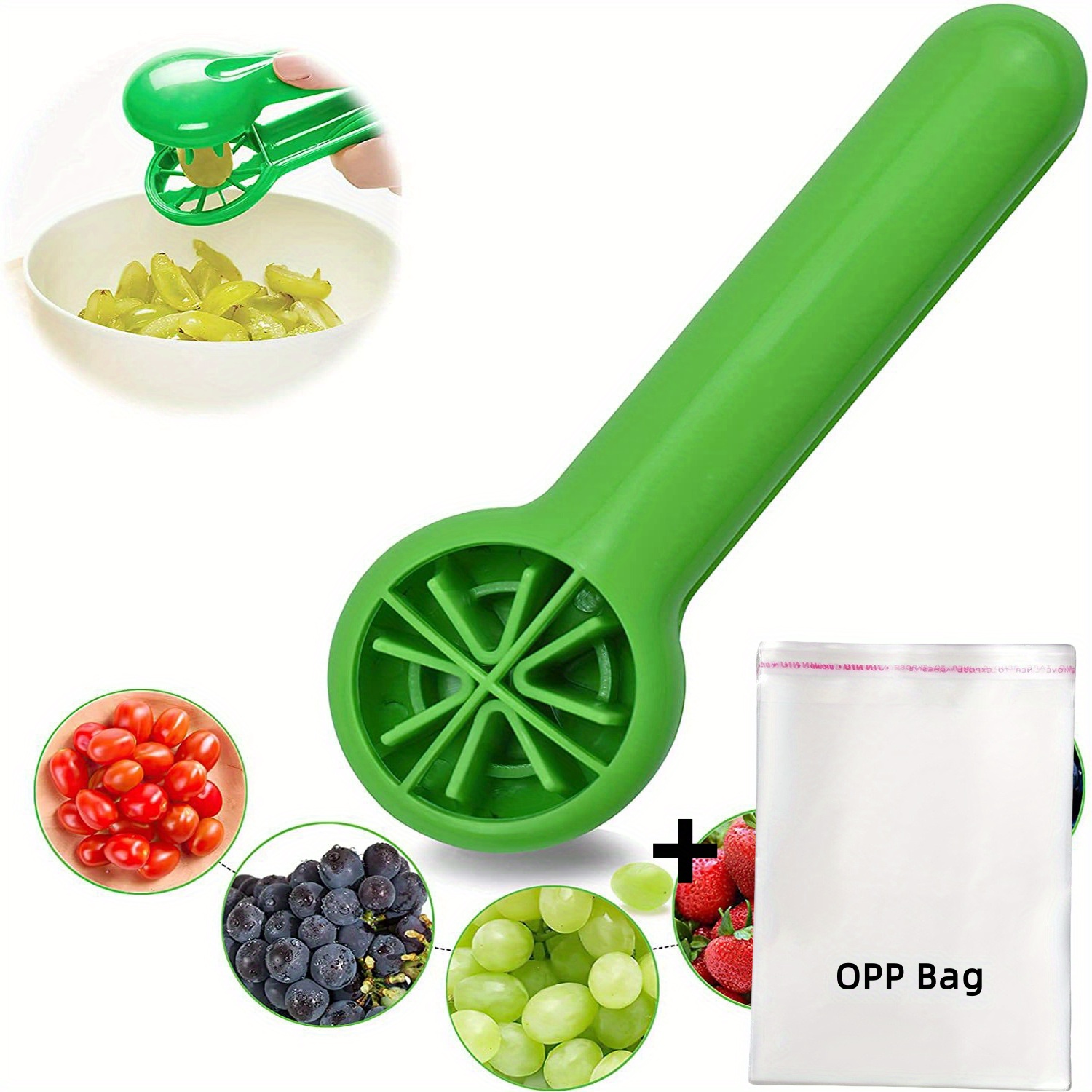 TEMU 1pc Portable Fruit Cutter | , Needed, Handle & Dishwasher Safe | Durable Plastic Construction For Grapes, Cherries, Tomatoes, Strawberries & |
