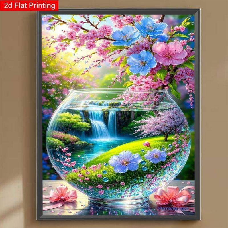 TEMU Kit de Peinture Diamant 5D - Chevalet Décoratif Paysage de Ruisseau de , Artisanat Manuel de Complets, Couleurs Vibrantes, Facile à Utiliser,