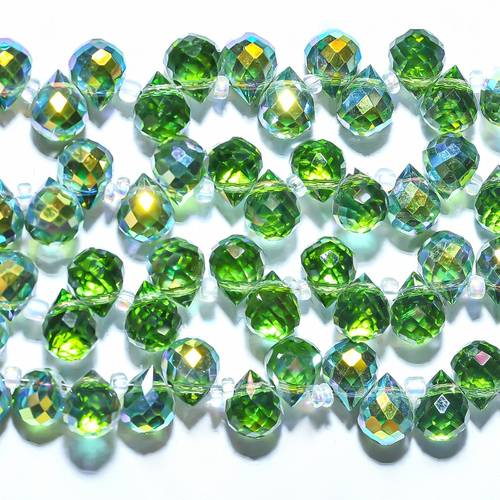 90pcs 8x9mm mixed color glass beads in strawberry and teardrop shapes with cross holes suitable for jewelry making