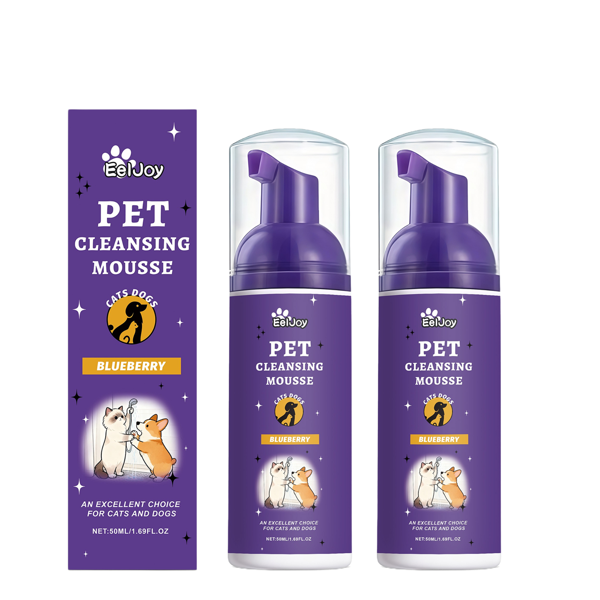 Dog No-rinse Dry Cleaning Mousse For Long-haired Dogs, Anti- , Quick-dry No-rinse Smoothing Spray To Improve Frizz, Portable 2-bottle Set For Outdoor And Home Use