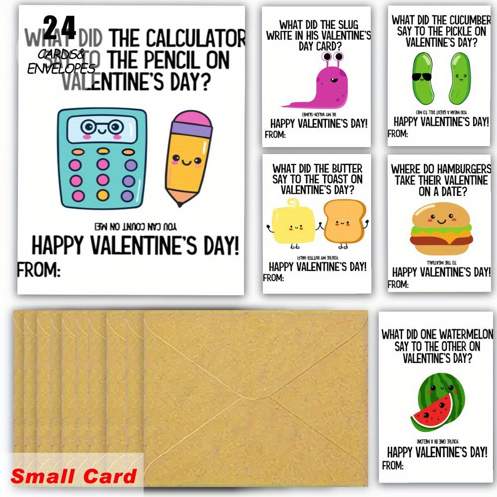 TEMU 24 Valentine's Day Joke Cards For , (6 , 4 Cards ) Greeting Cards With Envelopes, Bulk Greeting Cards, Funny Greeting Cards, Holiday Cards