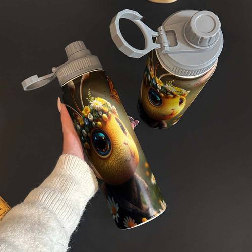adorable bee stuffed animal flower gifts 750ml 25 4oz stainless steel water cup fitness outdoor sports cup for hot cold beverages for men women cup durable portable casual