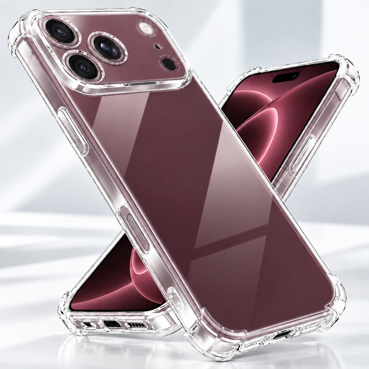 Image of Phone Case: Clear Hybrid Protective Case, Transparent Hard Back Panel With , Shockproof Design, Slim Anti-fingerprint Cover Compatible With Iphone 18 Pro Max/18 Pro/17/16/15/14/13/12/11/x Series