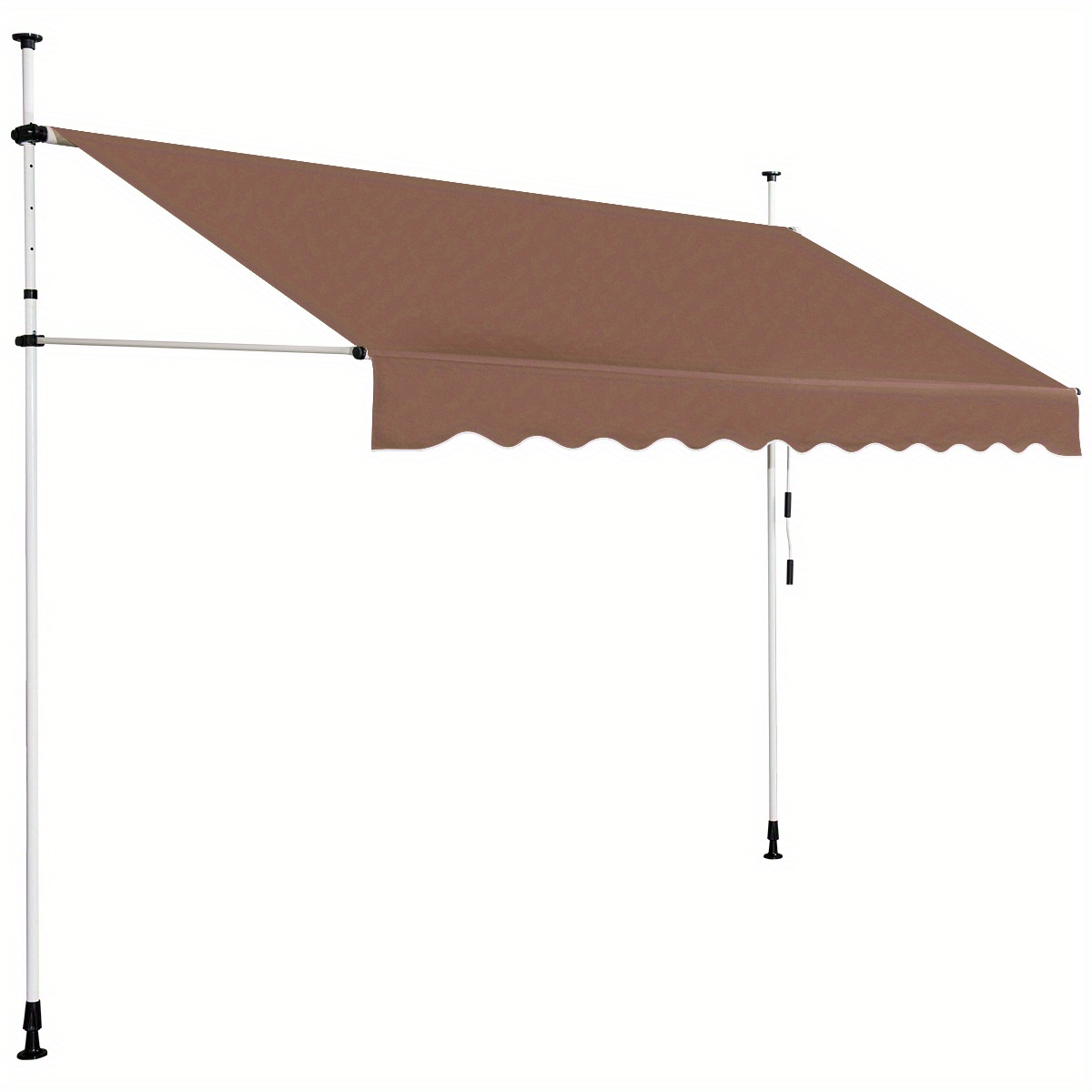 350 Cm Manual Pull-out Awning, Height Adjustable Outdoor Sunshade From 200 To 300 Cm With Crank Handle, Canopy Shelter For Windows And Doors