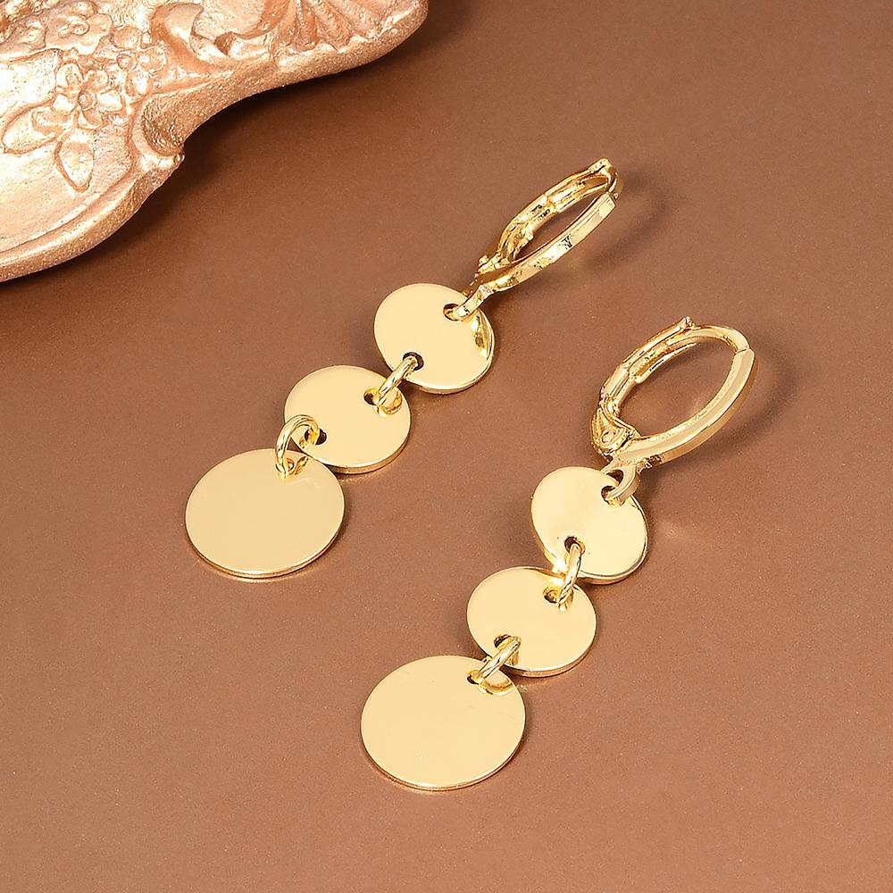 Geometric Disc Tassel Pendant Earrings