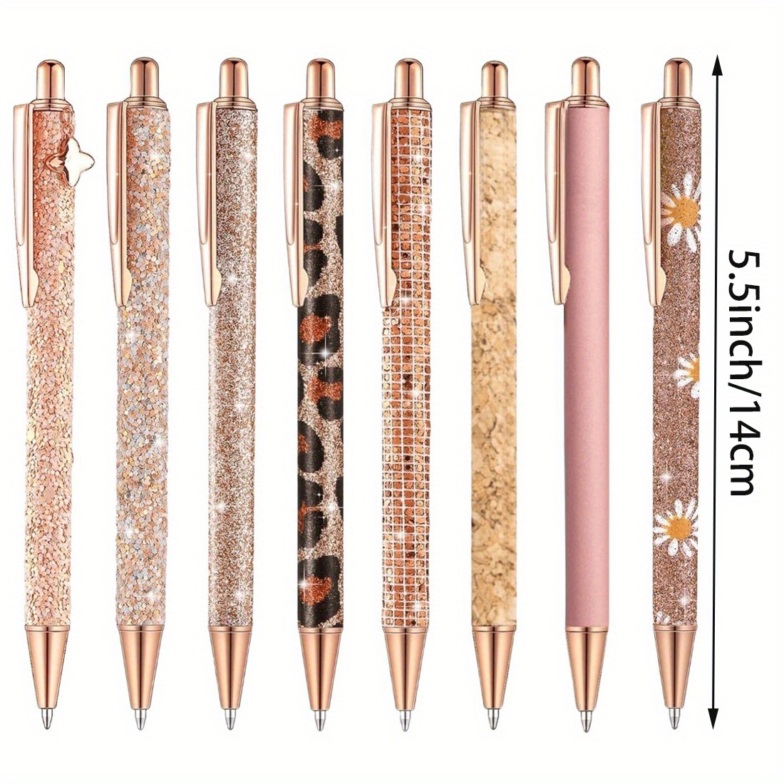 8pcs rose golden fancy pens set sparkly glitter pens women Temu