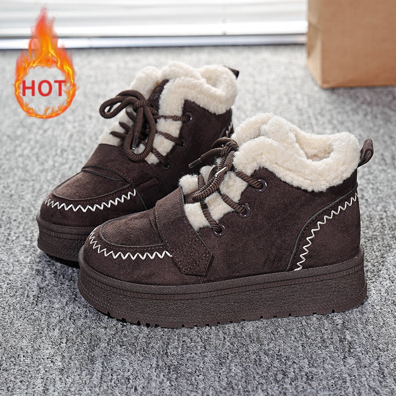 TEMU Women's Thickened Wide Toe Boots, Women's Shoes Retro Closure Student Platform Sole Ankle Boots Short Tube Boots Women's Winter Thick Sole