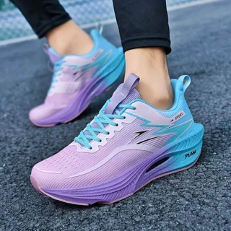 New Casual Athletic Running Shoes, Lightweight And Shock-Absorbing, with Non-Slip Sole. Offers Breathable Black, White, And Purple Gradient Color Options. Breathable Fabric Material, Suitable for Gym Training, Casual Running, And Other Occasions