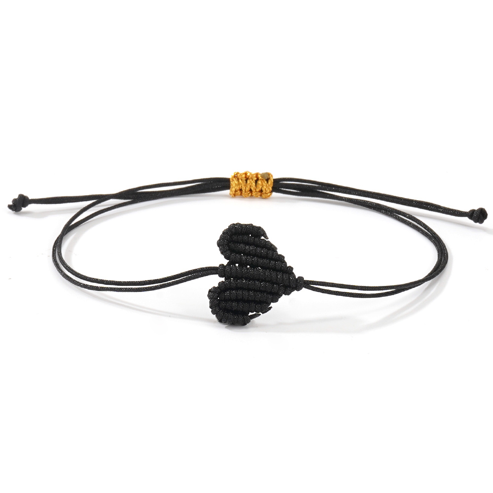 1pc Bohemian Spring Summer New Cai Color Jewelry Thread Woven Slant Twist Knot Heart Bracelet Accessory - Suitable For Parties And Beach Vacations