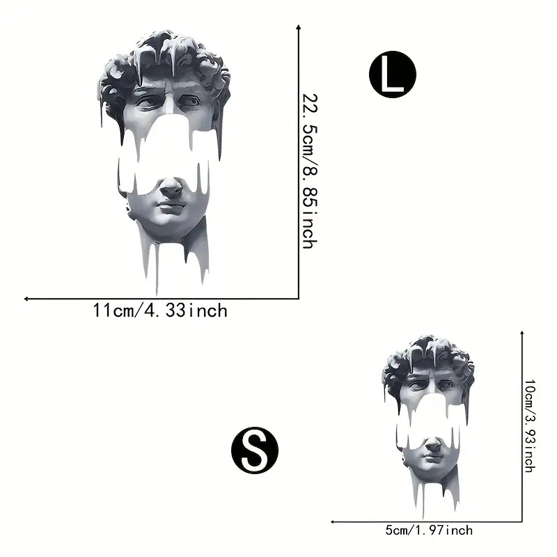 TEMU 4pcs Of Classical Sculpture Heat Transfer Stickers - Elegant Ancient Statue With A Flowing Liquid Effect, Gray Monochrome Vinyl Iron-on Patches,