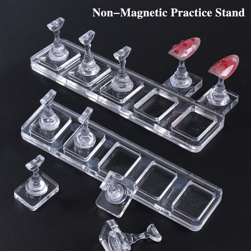 TEMU 2 Sets de présentoirs à ongles en acrylique non magnétiques : supports de plaques à ongles et supports d'entraînement à double usage, adaptés à