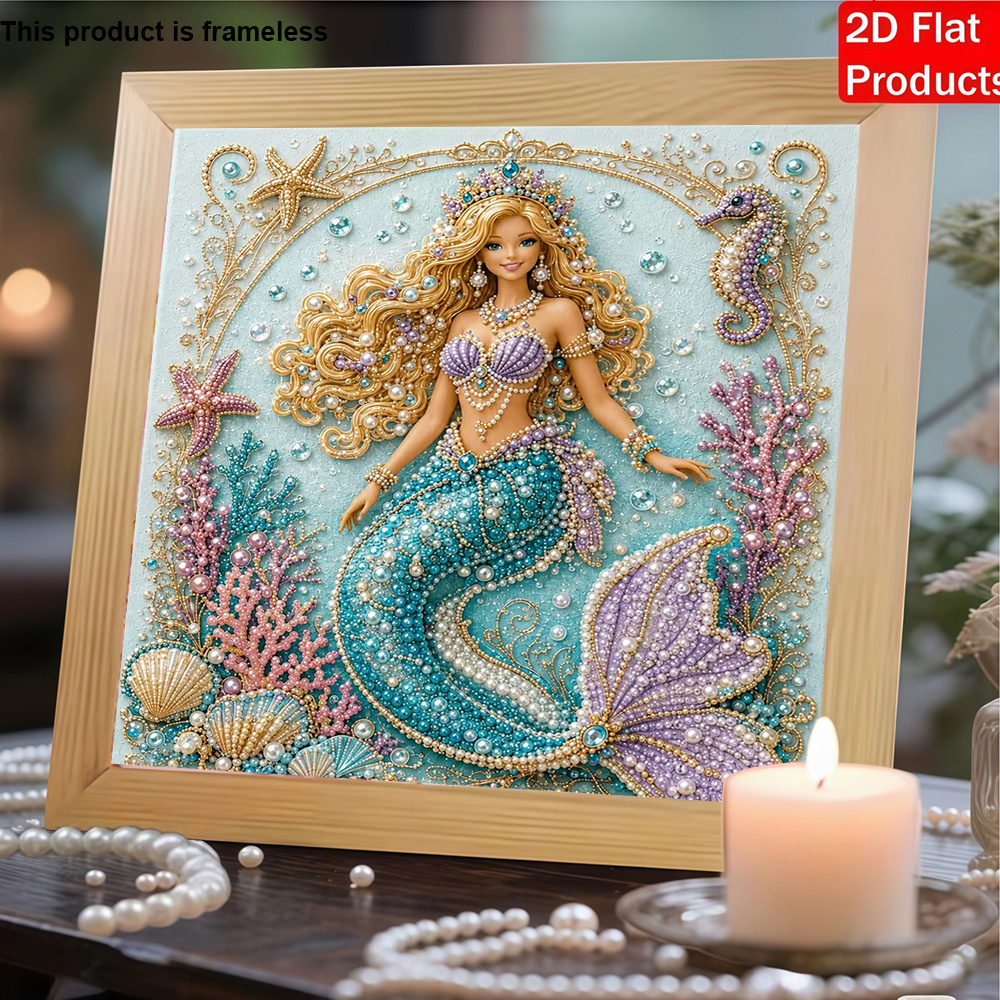 TEMU New Frameless Pearl Painting Kit [adopting Underwater Scene Handmade Glue And Diamond Creative Diamond Painting Set, Includes Pearls And Tools,