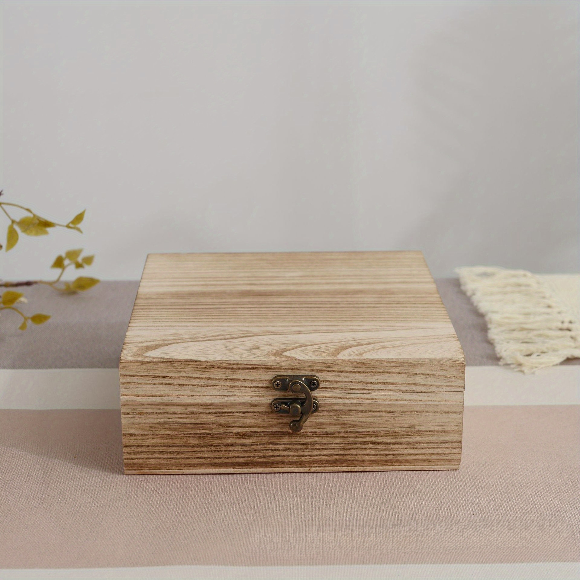 Image of Vintage Storage Box Wooden Storage Box With Lock Simple And Elegant Design