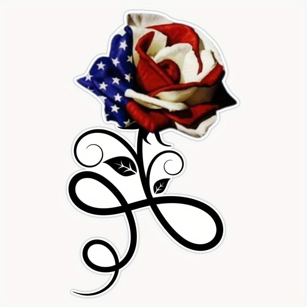 TEMU America Rose Sticker Bumper Sticker Vinyl Decal 5'