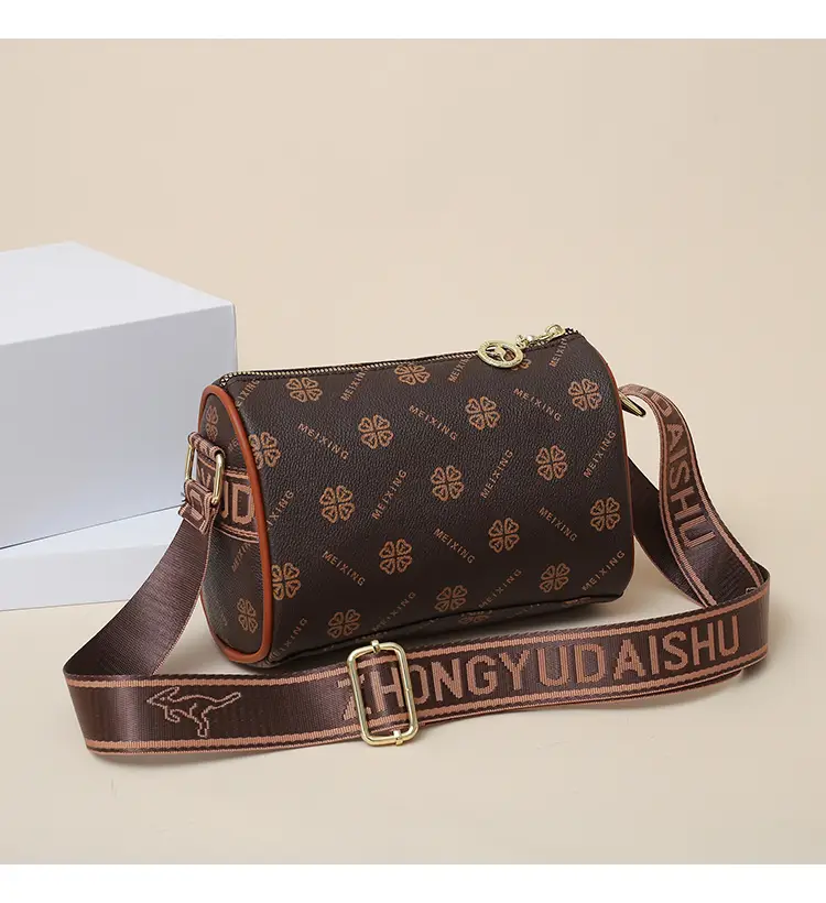 stylish dark brown floral print crossbody bag for women large capacity vintage inspired shoulder handbag with zip closure casual and commuting commuting handbag stylish womens accessory bag details 18