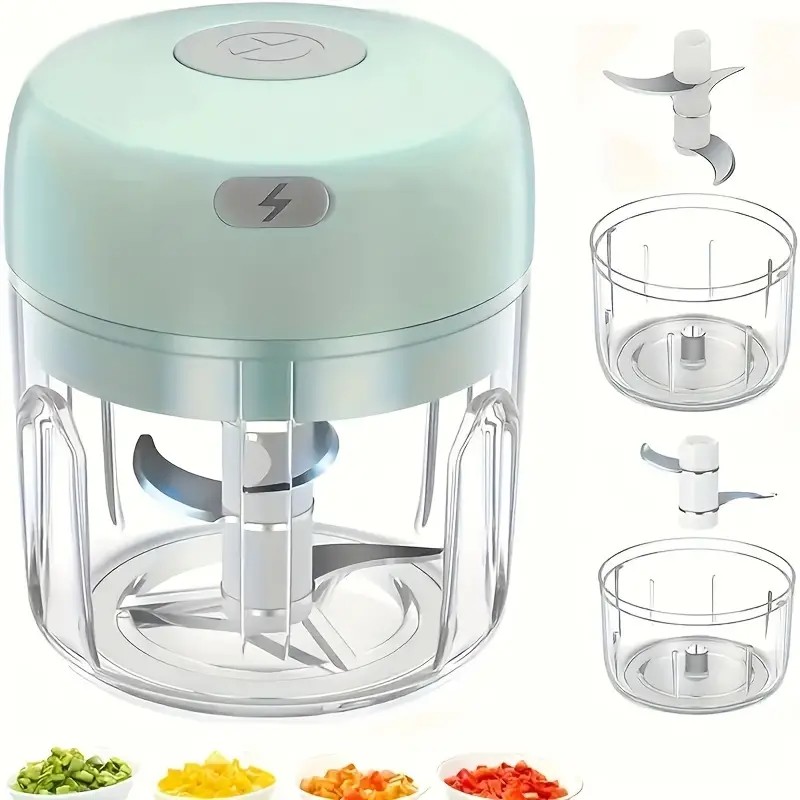 1pc portable mini food processor electric garlic chopper with stainless steel blades usb rechargeable 1200rpm wireless kitchen mixer speed control easy to clean 8 45oz capacity lithium battery ideal gift for 10 important holidays christmas halloween easter valentines day thanksgiving Product details 0