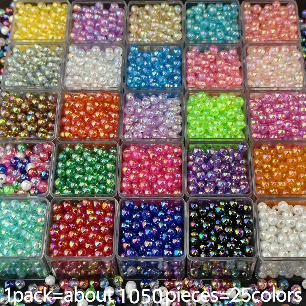 Image of 1050pcs/520pcs 25 Colors 6mm Acrylic Beads Jewelry Making Kit, For Jewelry Craft, Necklace Phone Chain Wallet Pendant Making Materials, Bead And Jewelry Craft Additions