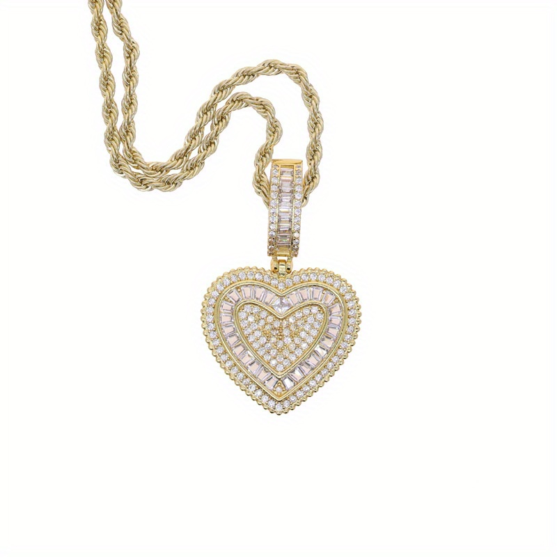 Image of Elegant Heart-shaped Synthetic Pendant Necklace - 925 Sterling Silvery With 18k Gold Plated Plated, Ideal For Women's Fashion Accessories, Fashion Accessory|heartshaped Pendant|synthetic Pendant