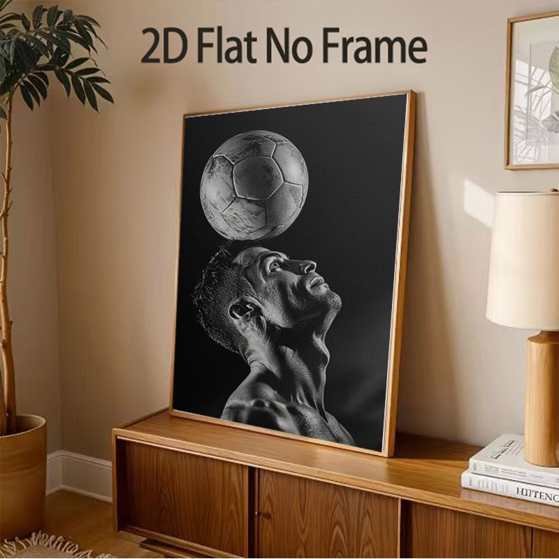 TEMU 2d Flat, Soccer Event 2026 - 2d Flat, 2d/flat 1pc Frameless Canvas Poster Print; Black And White Artistic Decor Poster Print For 2026 Football