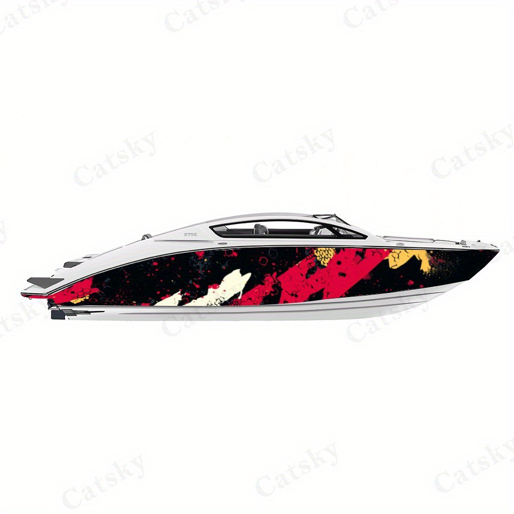 2pcs Waterproof PVC Self-Adhesive Boat Stickers, Glossy Vinyl Deck Decals