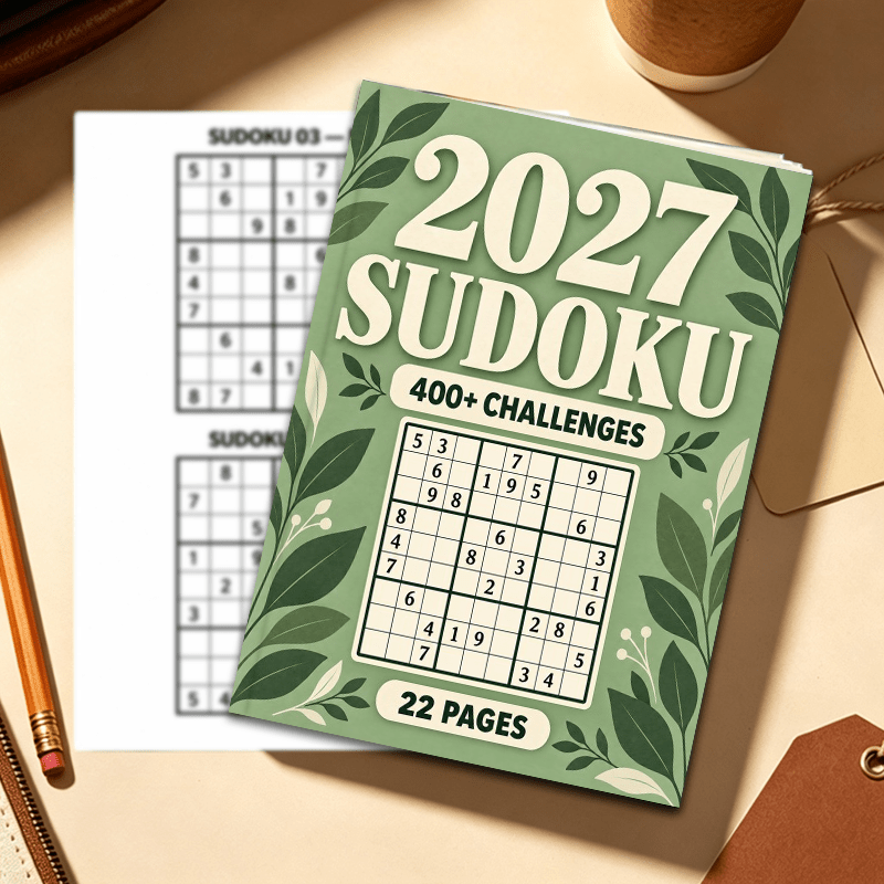 Fresh Forest-Style Matcha Green Leaf Sudoku Game Book