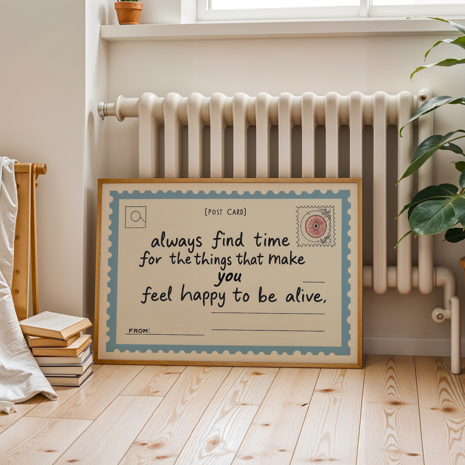 TEMU 1pc Vintage Blue Preppy Wall Art Poster - Retro Aesthetic Positive Affirmation Suitable For Living Room &, Unframed Canvas Painting, Calming