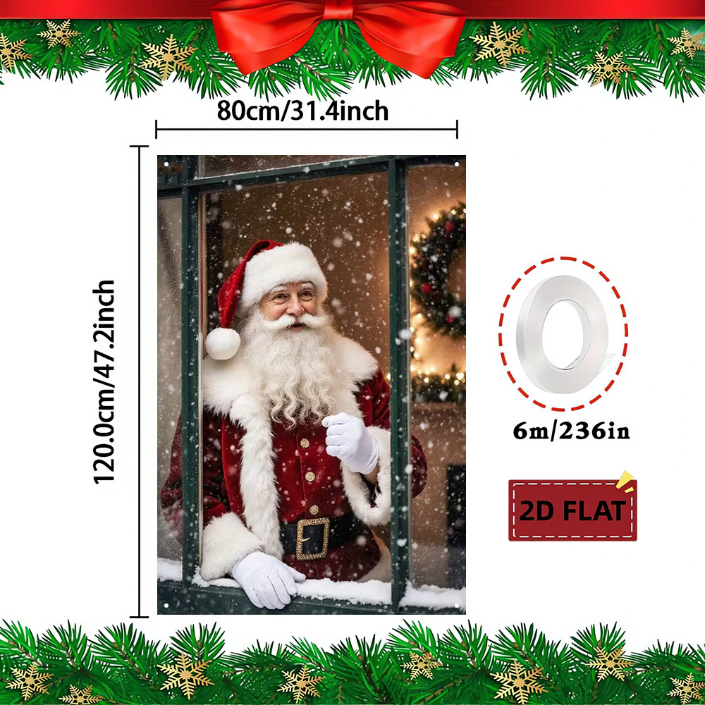 TEMU Bannière 2D Plate, 2D Plate - 2D Plate, 2D Plate - 2D Plate 1pc (80 X 120Cm) Autocollant de Fenêtre de Noël, Bannière de Décoration de Fenêtre.