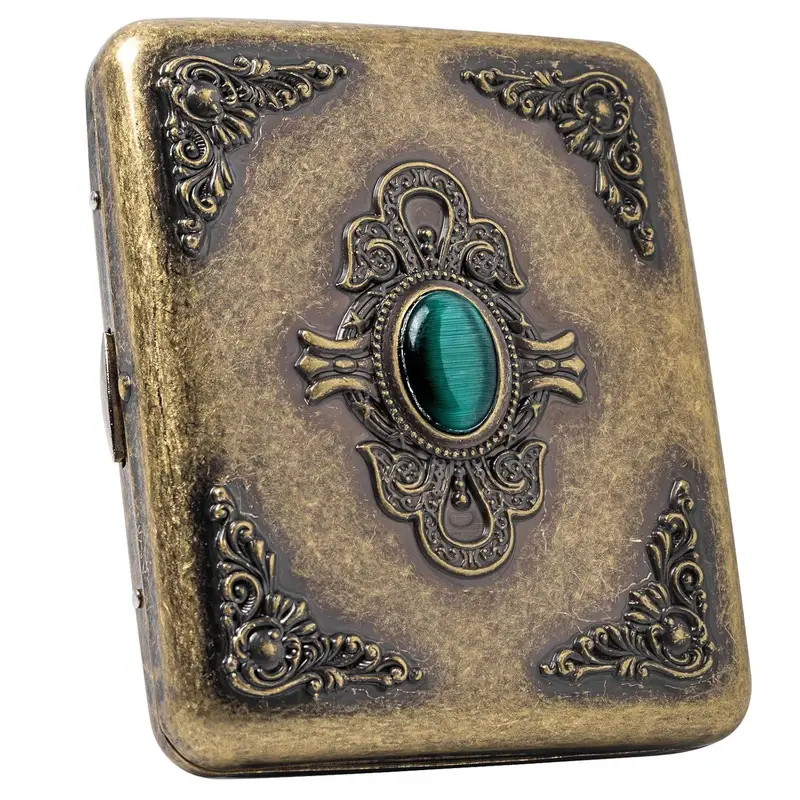 bronze cigarette case Art Nouveau Case, Heron Crane, Box Money Holder, Vintage Victorian Inspired, Art Deco Regular Size Pocket Box Vintage Bronze Floral Engraved Cigarette