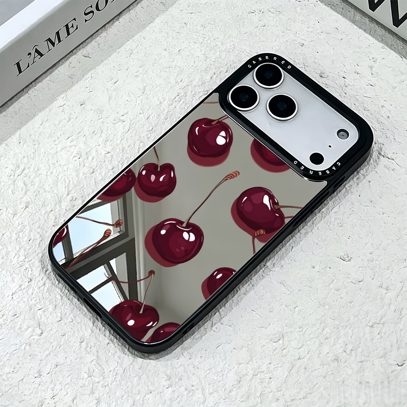 TEMU Phone Case - Mirror Wine Print Anti-scratch Wear-resistant Phone Case, Fashion Sweet Individual Women's Anti-drop Shell Protective Case For