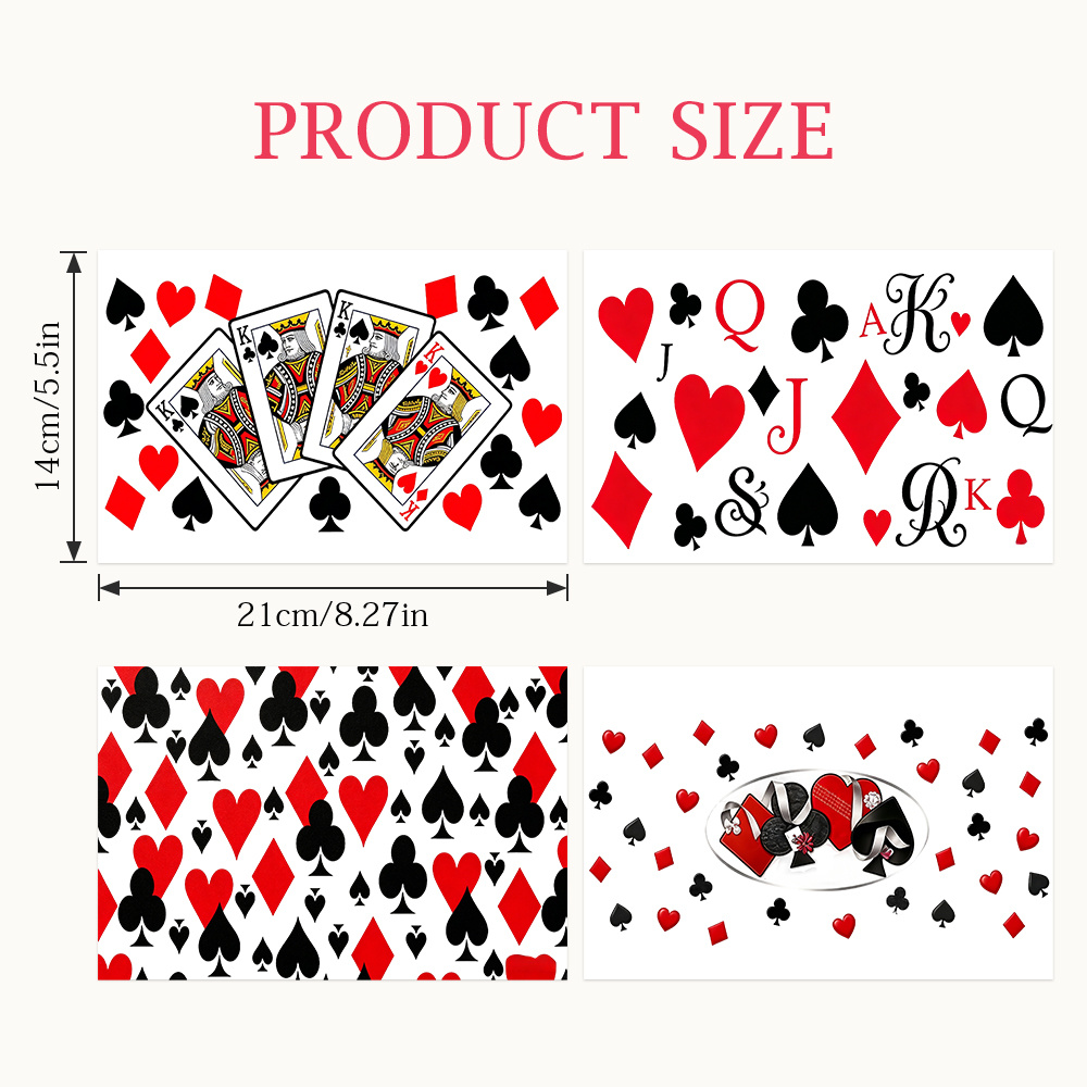 TEMU 4pcs Uv Dtf Transfer Stickers, Game Theme, Royal Poker Card And Suit , Ideal For Decorating Cups, Mugs, Vases, Etc., Expressing Classic And Game