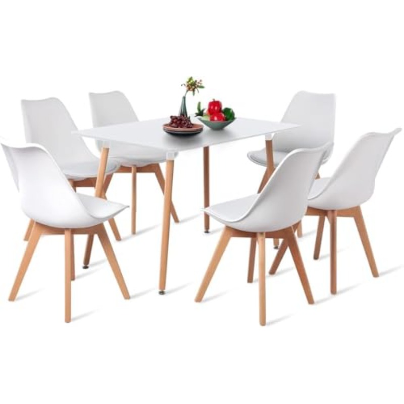 Dining Suites/Sets Table with 6 Padded Chairs White