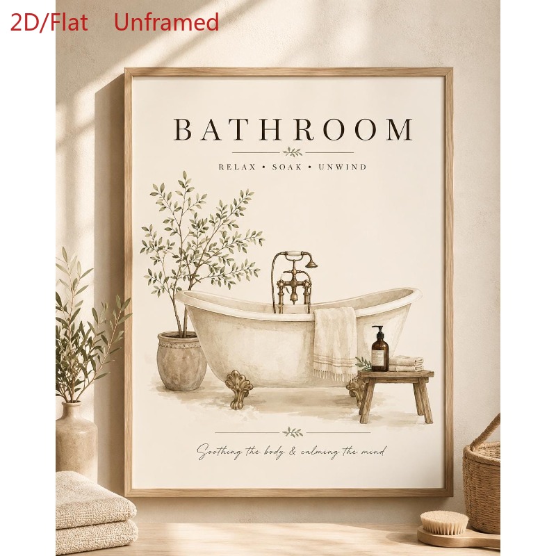 TEMU Affiche murale 2D plate, 1 pièce, art de spa moderne et , beige - Convient pour la décoration de salle de bain, salon, bureau - Impression sur