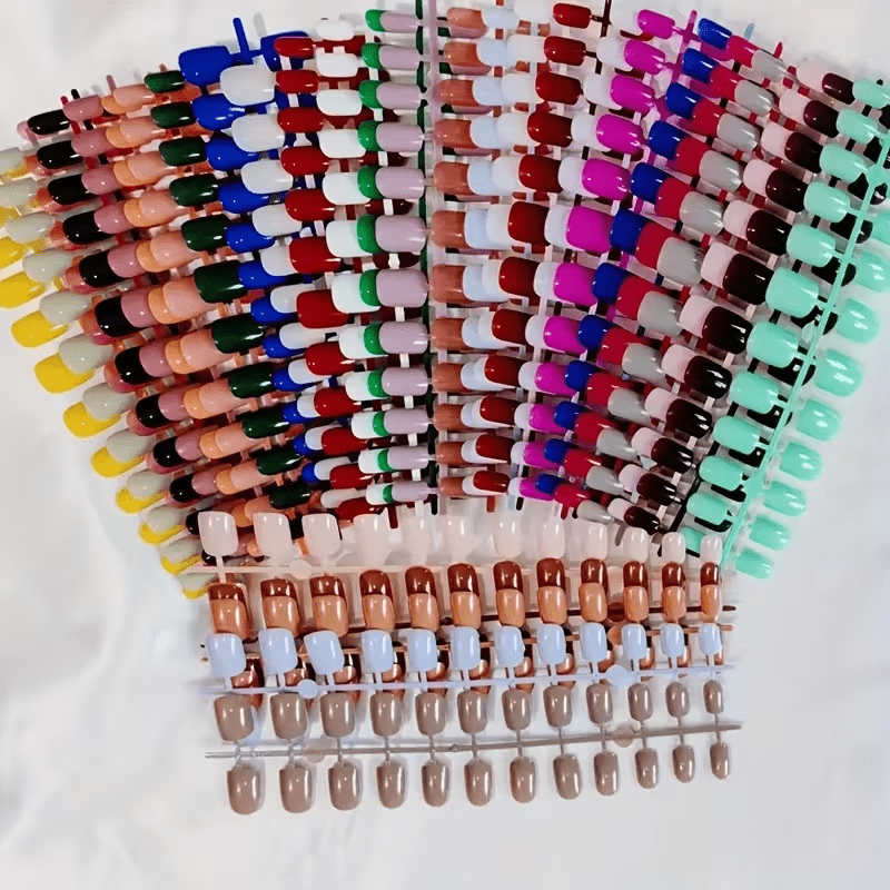 TEMU 96pcs Short Square Press-on Nails, Dopamine Stunning Colors, Reusable Glossy Surface, And Match For , Friendly, Suitable For Women And On