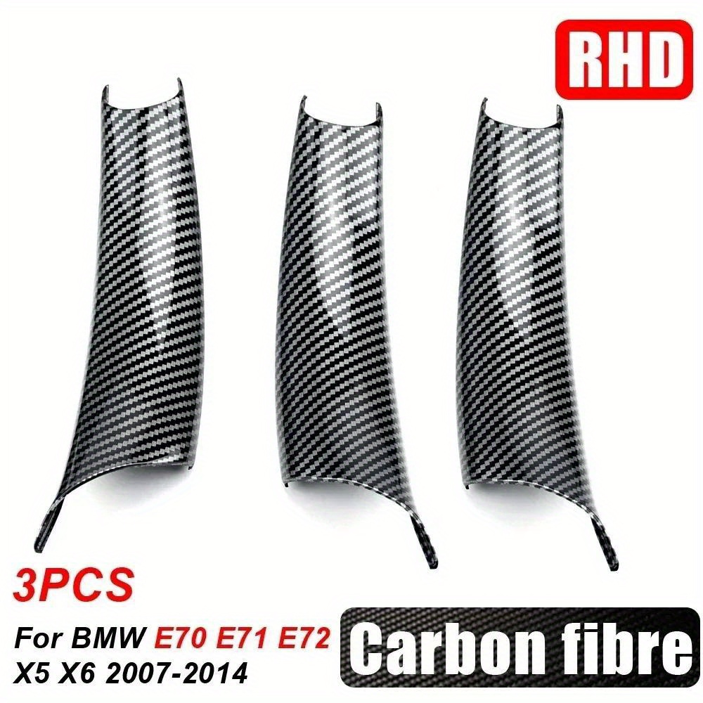 TEMU 3pcs/set Car Interior Door Pull Handle Cover For X5 E70, X6 E71, E72 2007-2014 Lhd/rhd - Carbon Fiber Pattern Style/matte Black, Vehicle