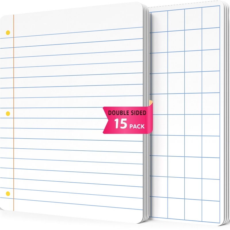 TEMU Ensemble de 15 affiches à grille effaçables , cahier blanc de 11,22"x8,27" avec de l'alphabet et des chiffres, surface d'écriture lisse pour l'
