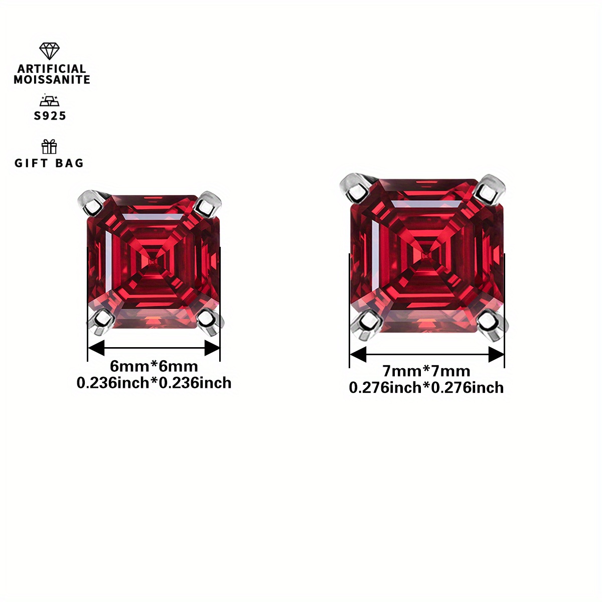 Women's 1CT Asscher Cut Moissanite Earrings, Elegant Gift