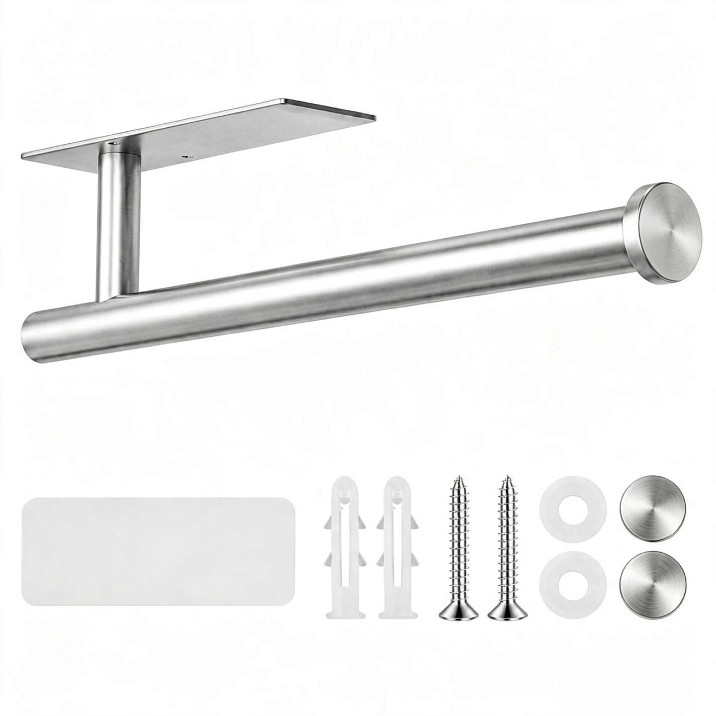 TEMU 1pc Nail-free Adhesive Or Screw Fixed Stainless Steel Towel Bar, Bathroom Toilet Towel Rack, Wall-mounted Strong Load-bearing