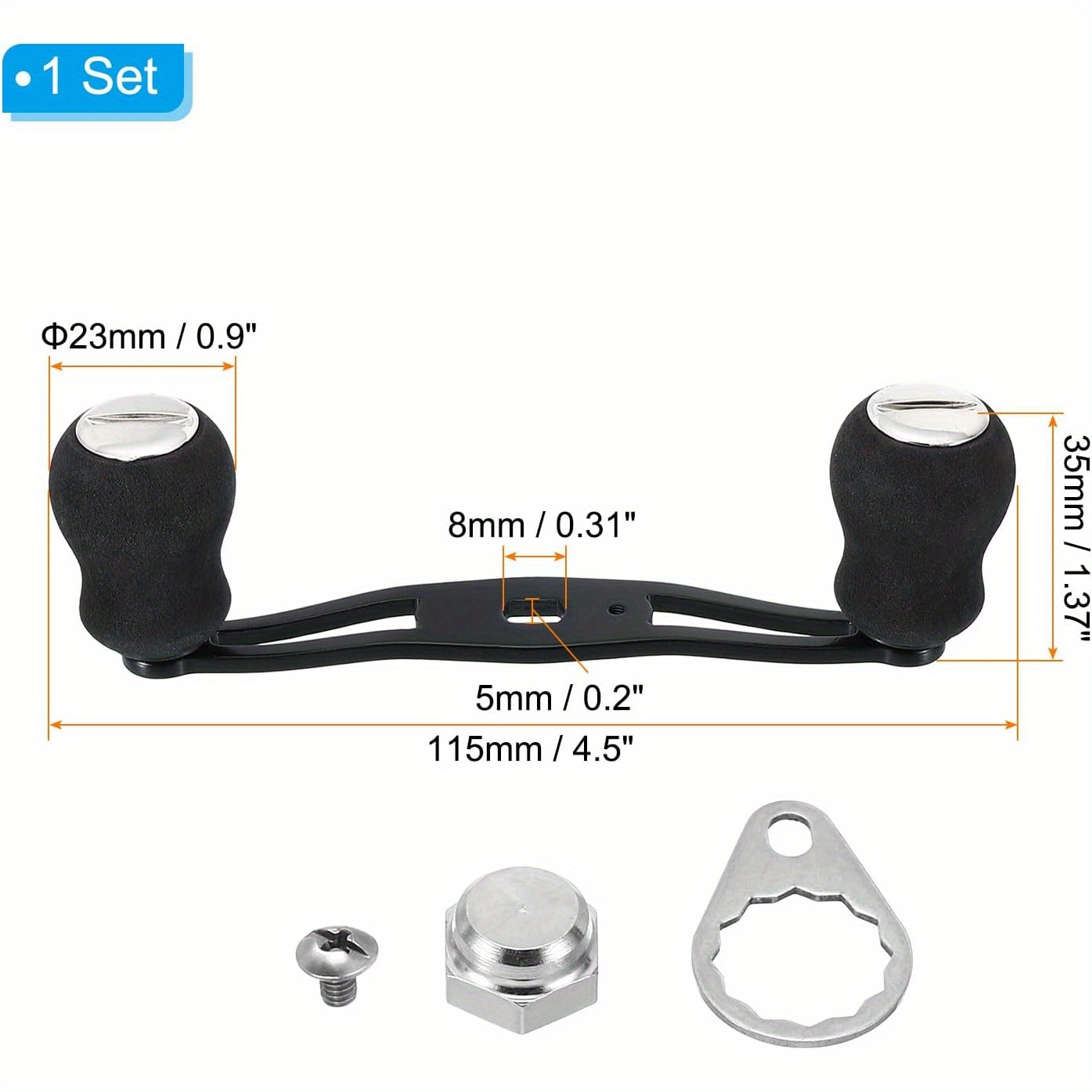 Aluminum Baitcasting Reel Handle, Double Knob, Replacement For Freshwater/Saltwater, AGID2AG4S