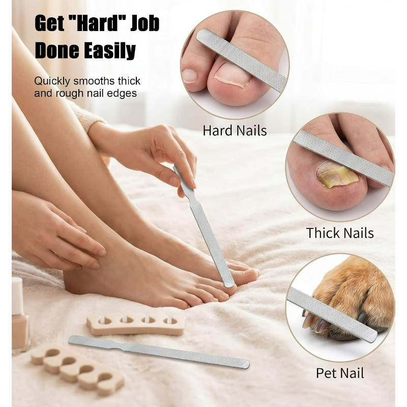 4pcs Stainless Steel Double-Sided Nail Files, Durable Tools