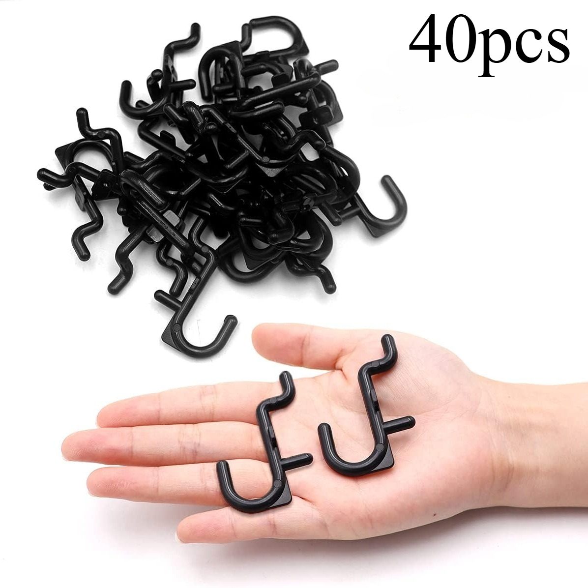 TEMU Lot de 40 crochets de J avec plaque de crochet de verrouillage - Crochets muraux noirs réglables adaptés aux accessoires de boîte de rangement