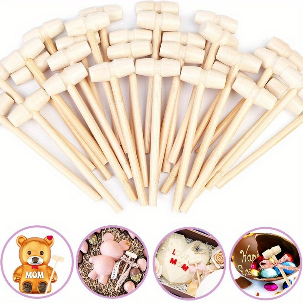 

5pcs/10pcs Mini Wooden Set, Chocolate Cake Design, Lacquerless Craft , Heart Bear & Egg, Crab Shapes, For Diy Projects & Party Games