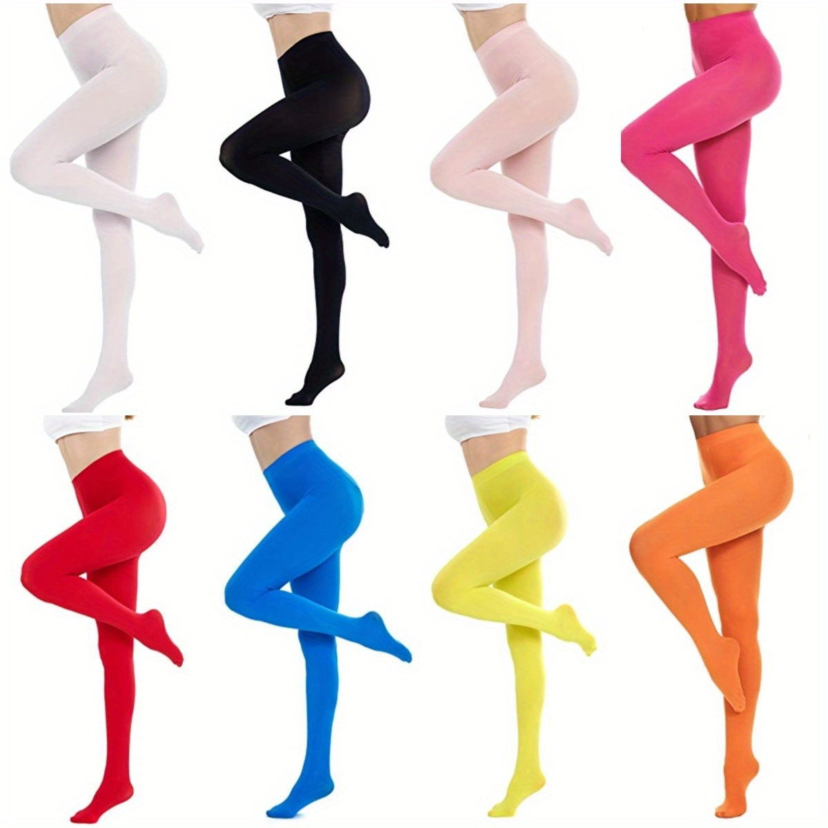 

8 Pairs Women' Color Tights, Polyester With Viscose And Spandex, Knit Fabric, Stretchy, Opaque, With Hand Washable For Party Dress Accessories