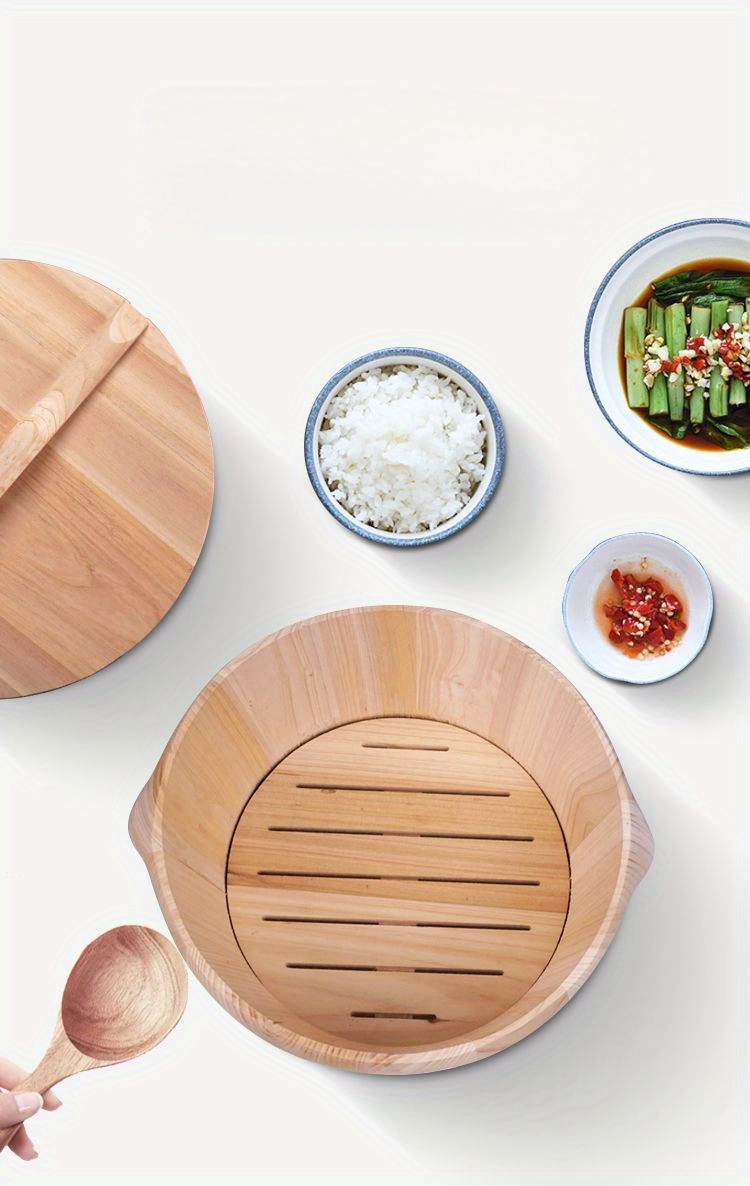 1pc non stick wooden steamer basket versatile kitchen gadget for healthy cooking   rice vegetables details 11