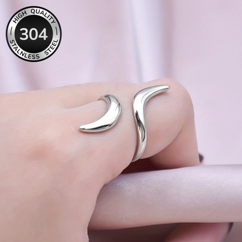 304 Stainless Steel Adjustable Open Ring for Women and Men