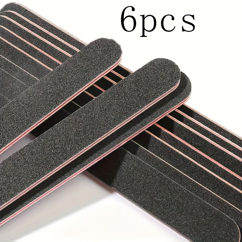 6pcs professional double sided nail file set 100 180 grit black matte nail buffers washable sanding and polishing tools special for shaping nails suitable for natural nails and acrylic nails   nail filing tools