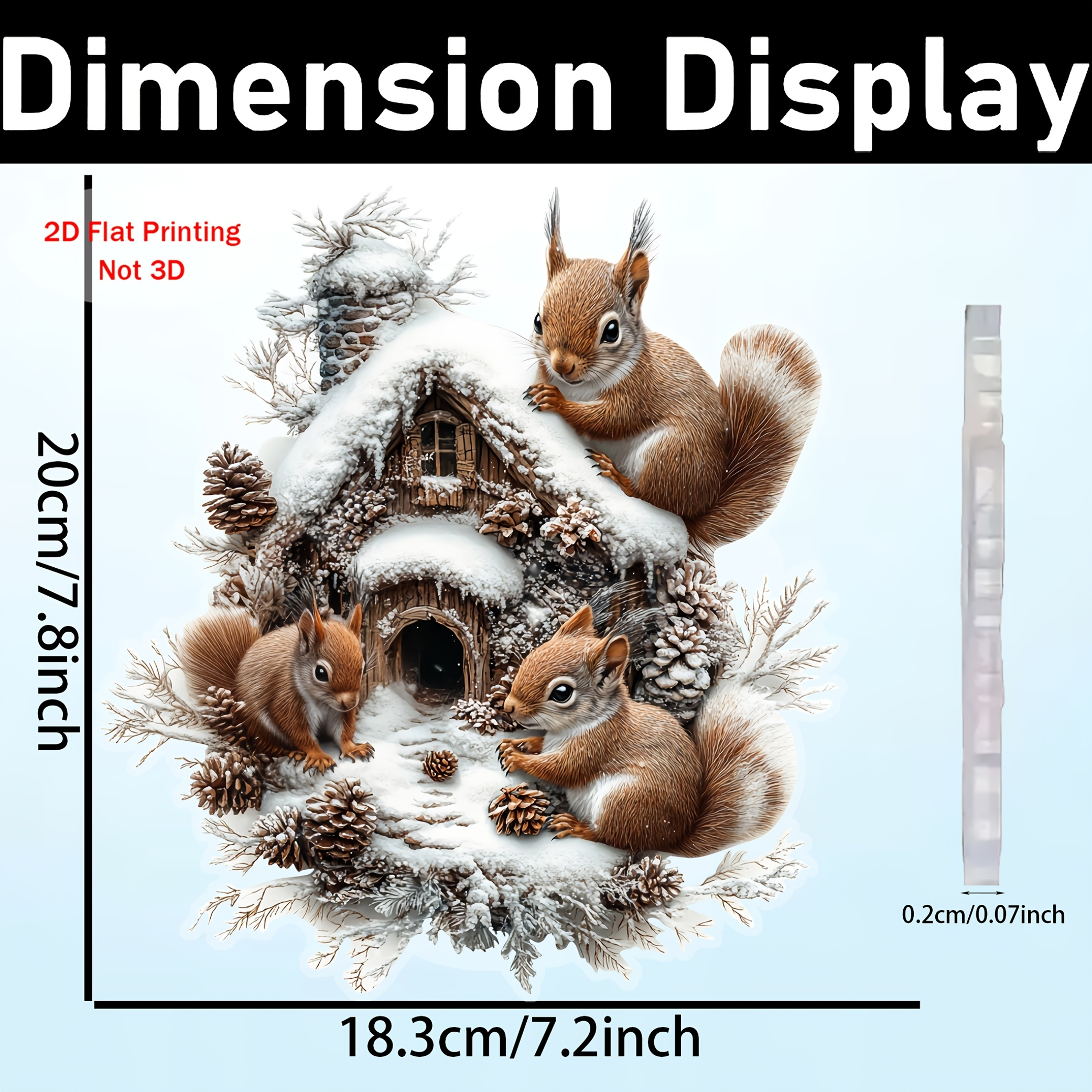 TEMU 2d Flat, 2d Flat-printed, Comfortable Squirrel House Acrylic Suncatcher, A Beautiful Christmas Ornament For Decorating Bedroom, Living Room