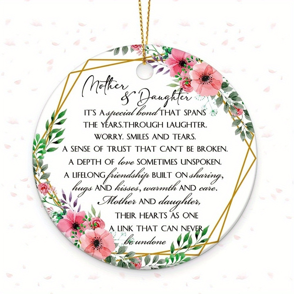 

1pc Acrylic Christmas Ornament - Mother Daughter Inspirational Quote Hanging Decoration For Holiday, Birthday Party, And Tree Decor