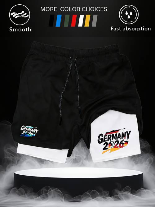 herren fitness sportliche schnelltrocknende doppellagige shorts | herren schnelltrocknende sportshorts 2-in-1 doppellagiges design mit futter anti-flash atmungsaktiv feuchtigkeitstransportierende lauf fitnesshose kordelzug elastischer bund lässige doppellagige shorts outdoor tra