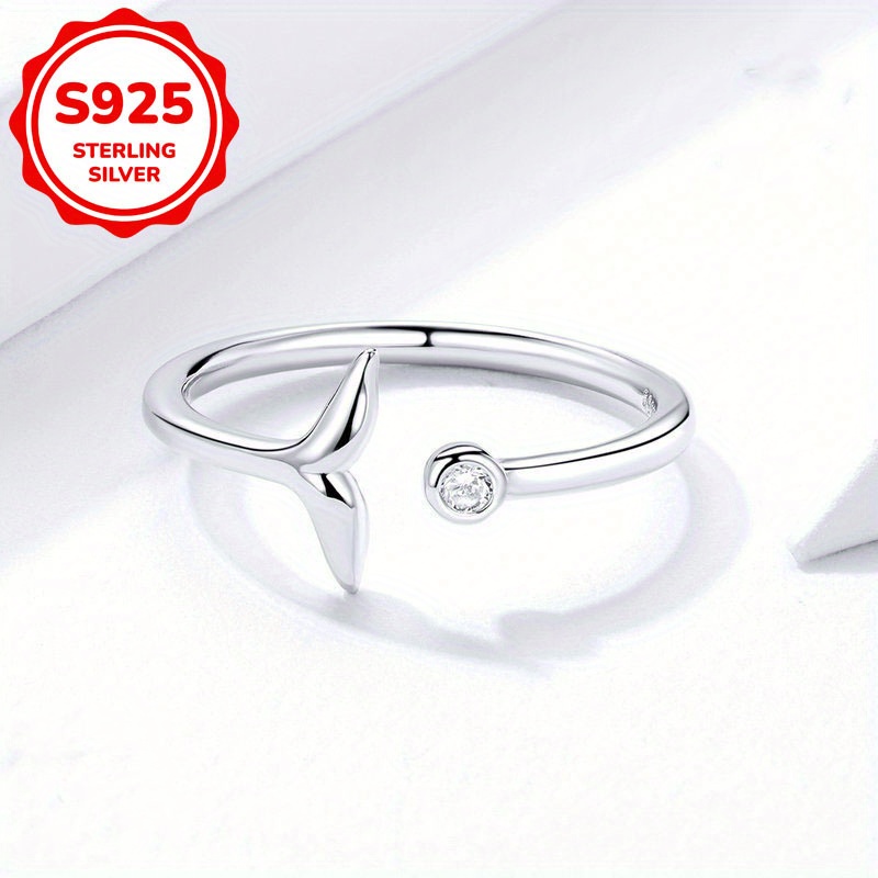 Women's Mermaid Tail Ring Adjustable Size S925 Silver
