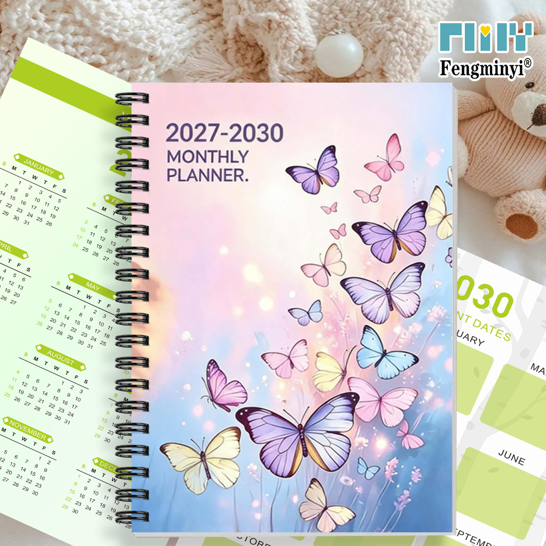 TEMU 2d Flat Planner 1pc 2027-2030 Monthly Calendar/monthly Planner, 4-year Monthly Planner, Pink-purple Themed Cover , Four-year Schedule Planner,